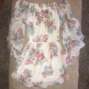 Hint of Blush off the shoulder dress